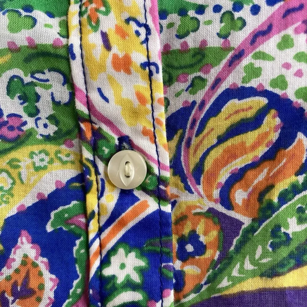 Ralph Lauren‎ Girls Green Purple Paisley Popover Shirt Size 10 Preppy Old Money